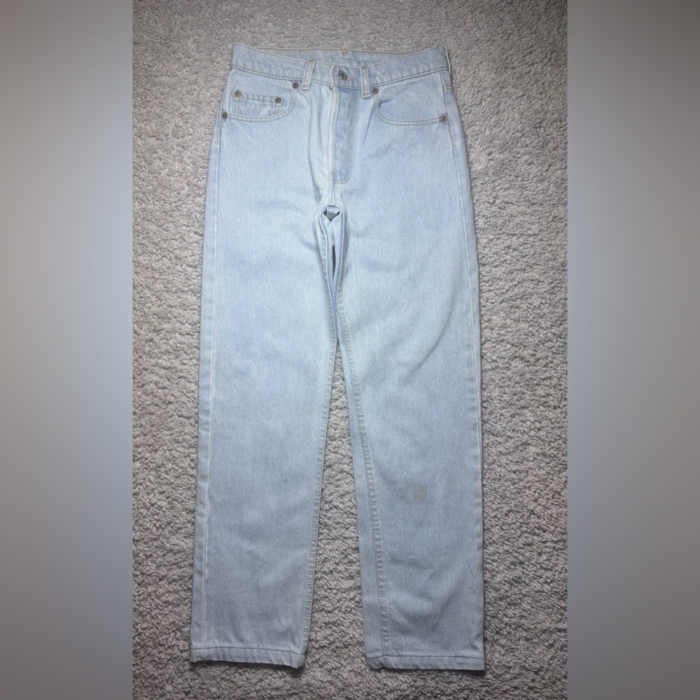 Vintage Levis Jeans Mens 29 x 32 90s 501 Button Fly Light Wash Cotton Straight